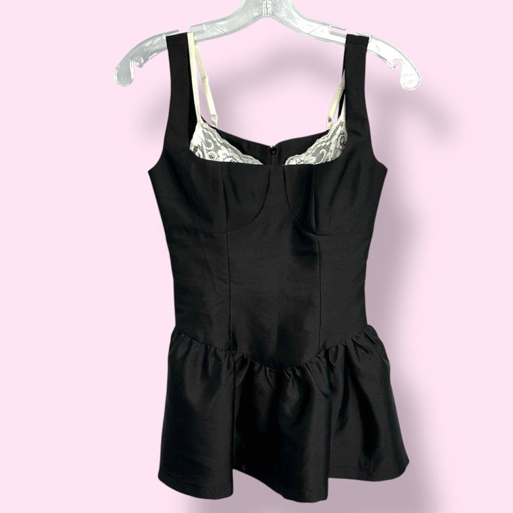 Latitude Official Black Bustier Mini Dress NWOT Lace Detail